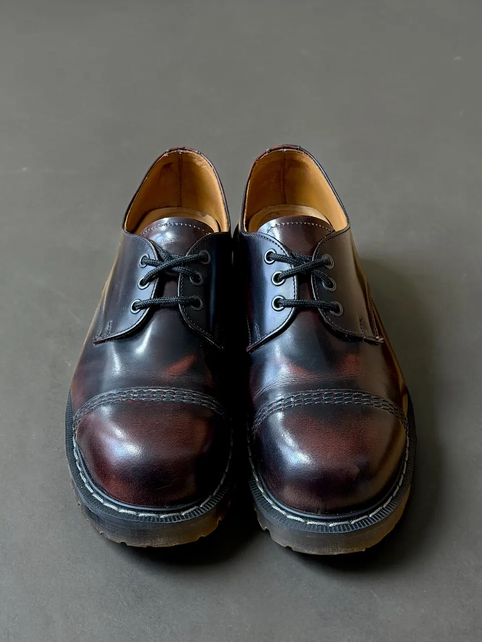 Полуботинки Solovair Gibson steel toe (made in England) бургунди — изображение 2