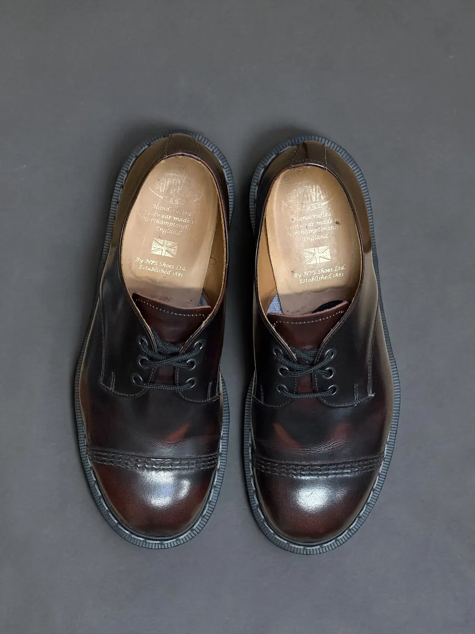 Полуботинки Solovair Gibson steel toe (made in England) бургунди — изображение 3